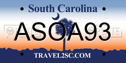 ASOA93 South Carolina License Plate