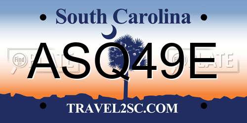 ASQ49E South Carolina License Plate