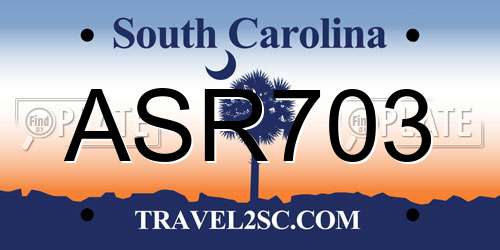 ASR703 South Carolina License Plate