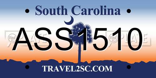 ASS1510 South Carolina License Plate