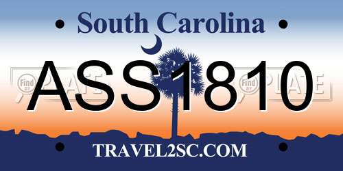 ASS1810 South Carolina License Plate