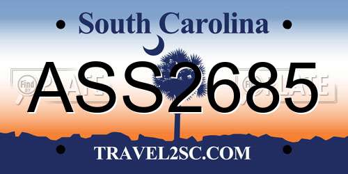 ASS2685 South Carolina License Plate