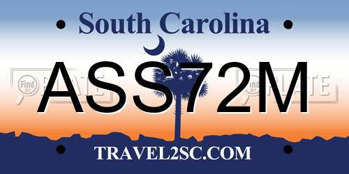 ASS72M South Carolina License Plate