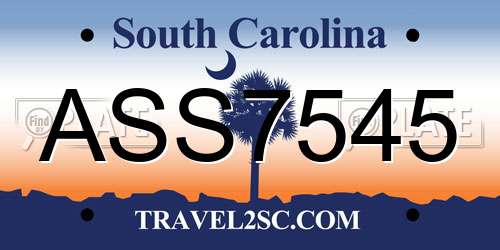 ASS7545 South Carolina License Plate