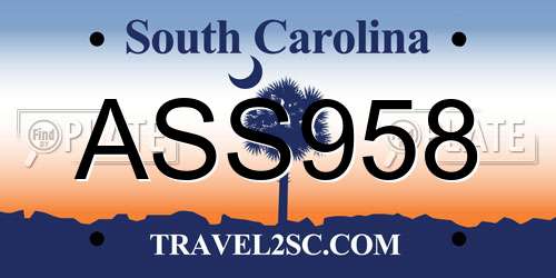 ASS958 South Carolina License Plate