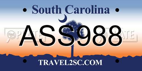 ASS988 South Carolina License Plate