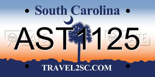 AST1125 South Carolina License Plate