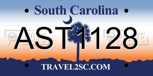 AST1128 South Carolina License Plate