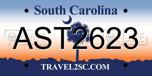 AST2623 South Carolina License Plate