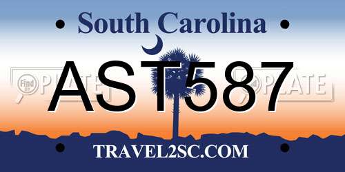 AST587 South Carolina License Plate