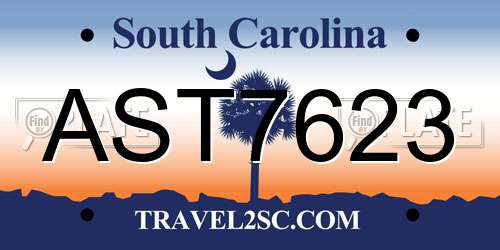 AST7623 South Carolina License Plate