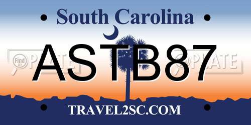 ASTB87 South Carolina License Plate