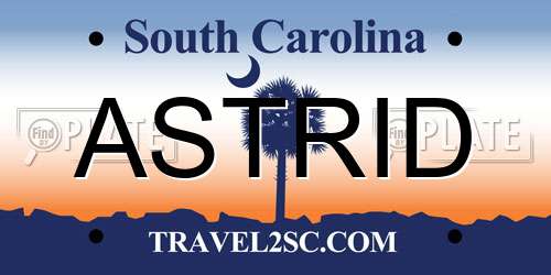 ASTRID South Carolina License Plate