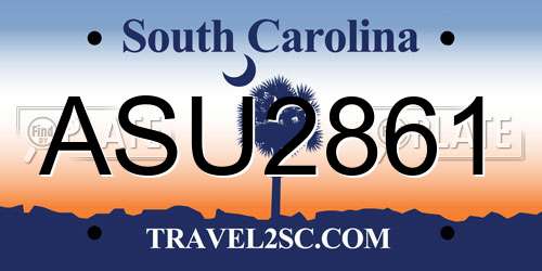 ASU2861 South Carolina License Plate