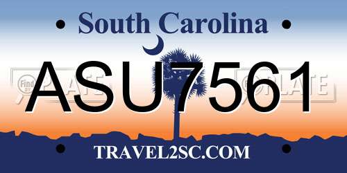 ASU7561 South Carolina License Plate