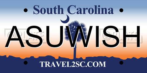 ASUWISH South Carolina License Plate