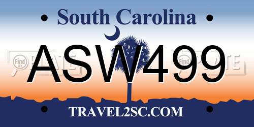 ASW499 South Carolina License Plate