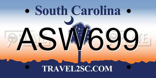 ASW699 South Carolina License Plate
