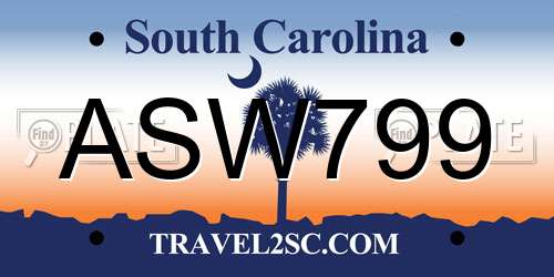 ASW799 South Carolina License Plate