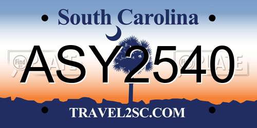 ASY2540 South Carolina License Plate