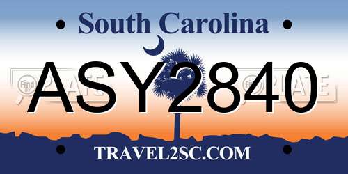 ASY2840 South Carolina License Plate