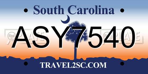 ASY7540 South Carolina License Plate