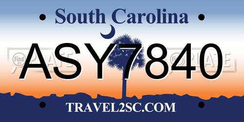 ASY7840 South Carolina License Plate