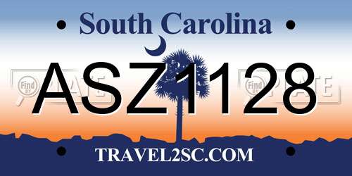 ASZ1128 South Carolina License Plate