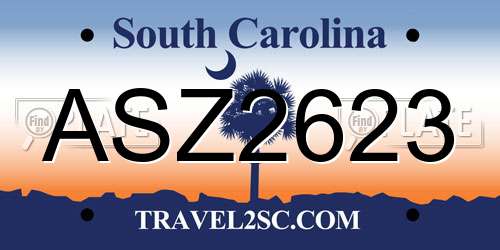 ASZ2623 South Carolina License Plate