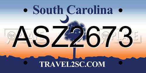 ASZ2673 South Carolina License Plate