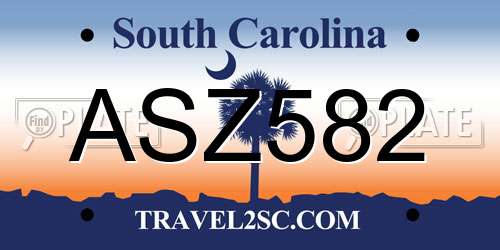 ASZ582 South Carolina License Plate