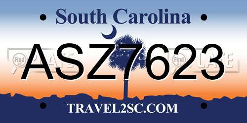 ASZ7623 South Carolina License Plate