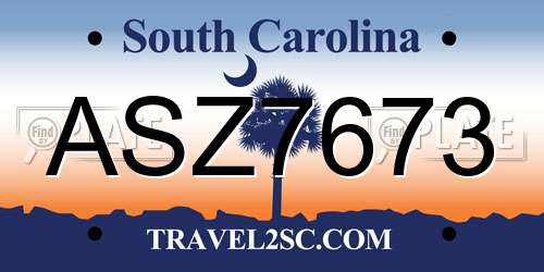 ASZ7673 South Carolina License Plate