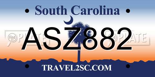 ASZ882 South Carolina License Plate