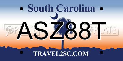 ASZ88T South Carolina License Plate