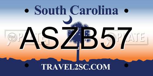ASZB57 South Carolina License Plate