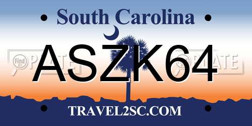 ASZK64 South Carolina License Plate