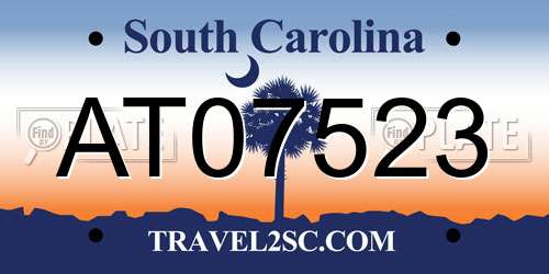 AT07523 South Carolina License Plate