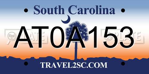 AT0A153 South Carolina License Plate