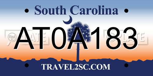 AT0A183 South Carolina License Plate