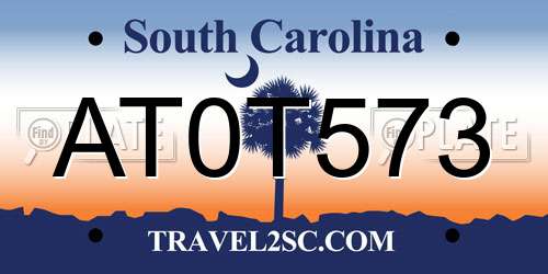 AT0T573 South Carolina License Plate