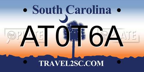 AT0T6A South Carolina License Plate