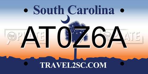 AT0Z6A South Carolina License Plate