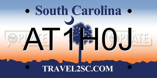 AT1H0J South Carolina License Plate