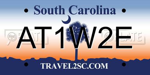 AT1W2E South Carolina License Plate