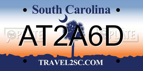 AT2A6D South Carolina License Plate