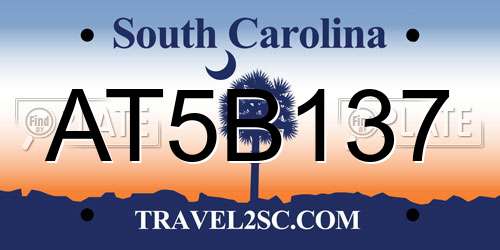 AT5B137 South Carolina License Plate