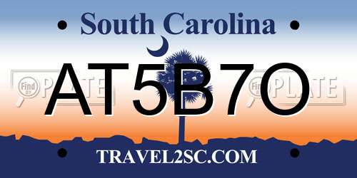AT5B7O South Carolina License Plate