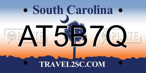 AT5B7Q South Carolina License Plate