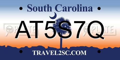 AT5S7Q South Carolina License Plate